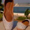 White Pearl Petals Embroidered Punjabi Jutti