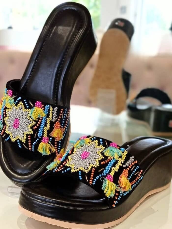 Ornate Oasis Embroidered Heels For Women