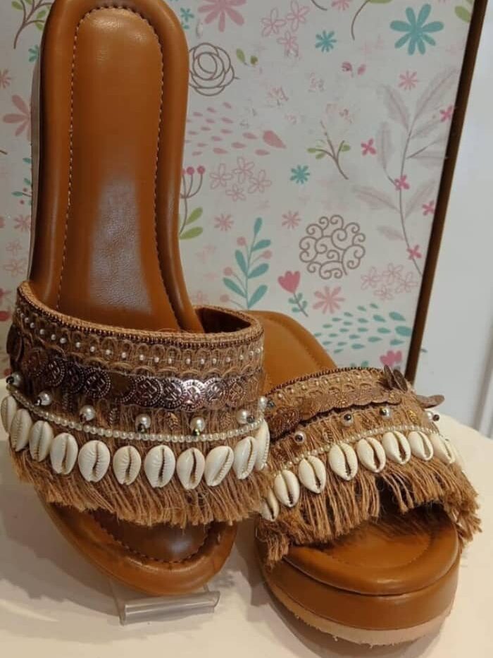 Serene Stitch Embroidered Heels For Women