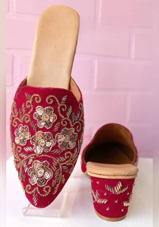 Velvet Glimmer Heeled Mules